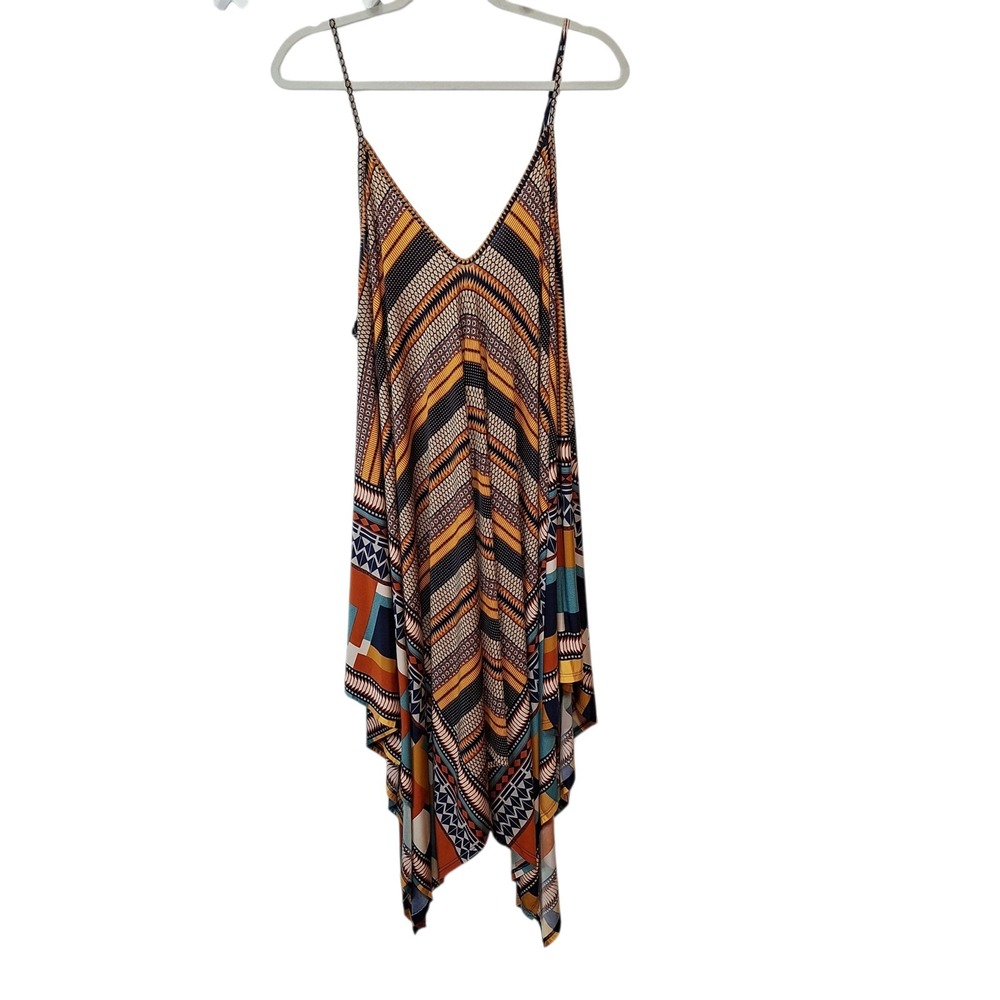 La Ropas Womens 3XL Pullover‎ Swing Dress Spaghetti Steap Handkerchief Hem Knit